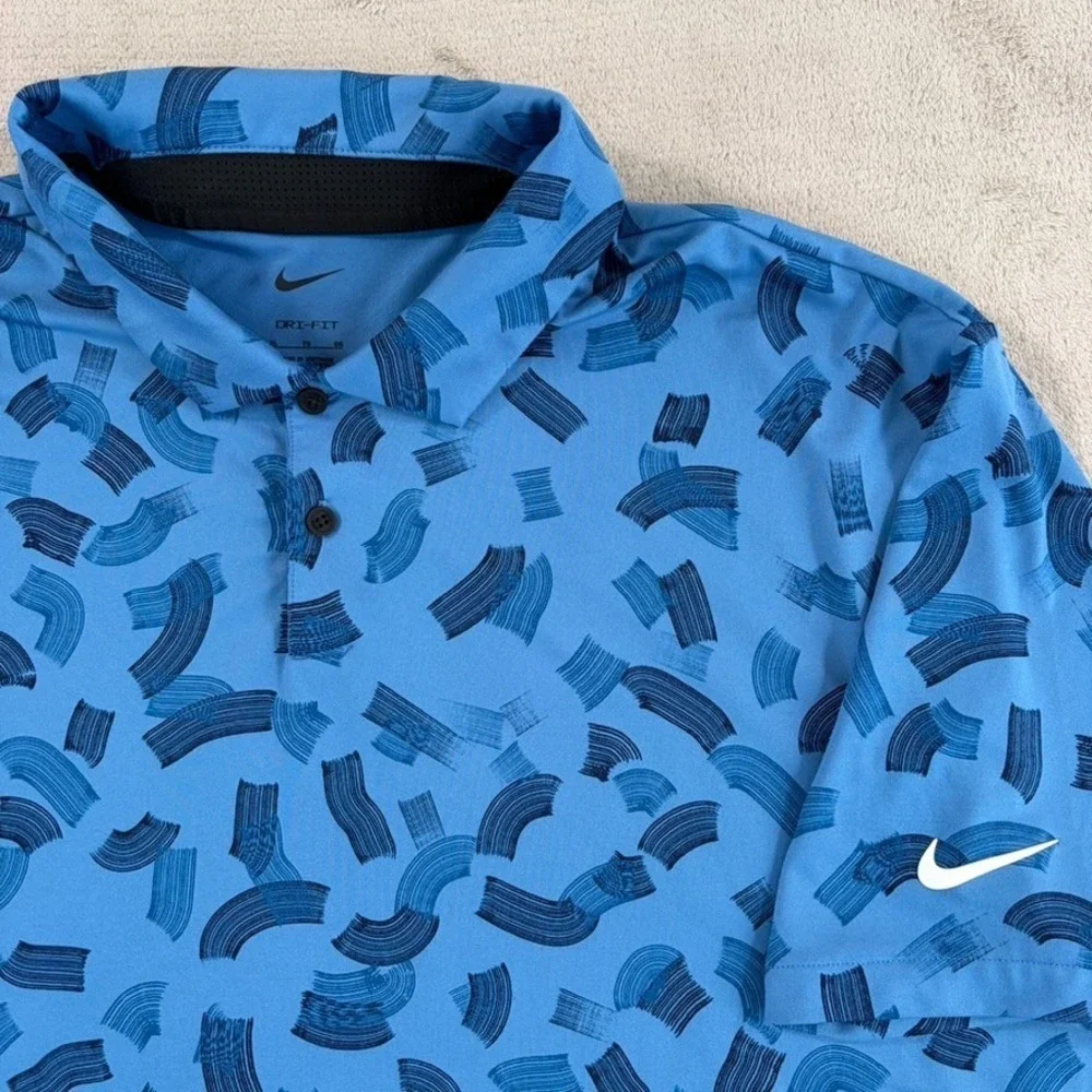 Nike Tour Micro Print Brush Dri-Fit Performance Golf Polo Shirt Blue Men XL NWOT